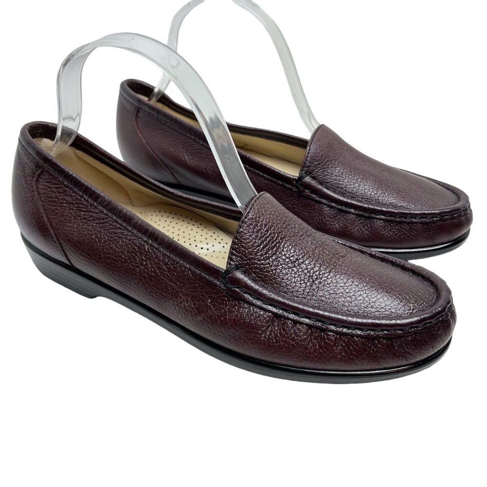 SAS Burgundy Loafers Slip On Flats Casual Shoes Genuine Leather TRIPAD sz 8.5 N